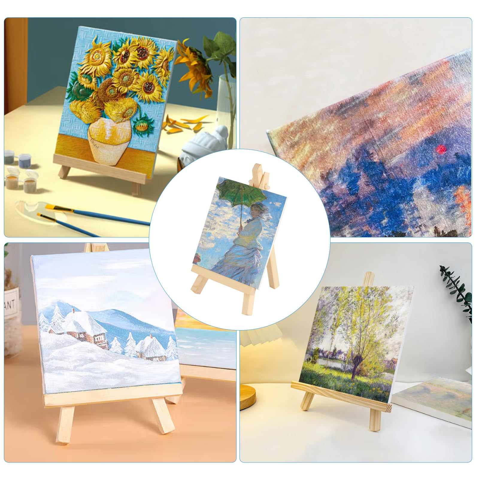 Set 20 mini tele vergini pittura 10x10 cm tela unita acquerello acrilico cavalletto