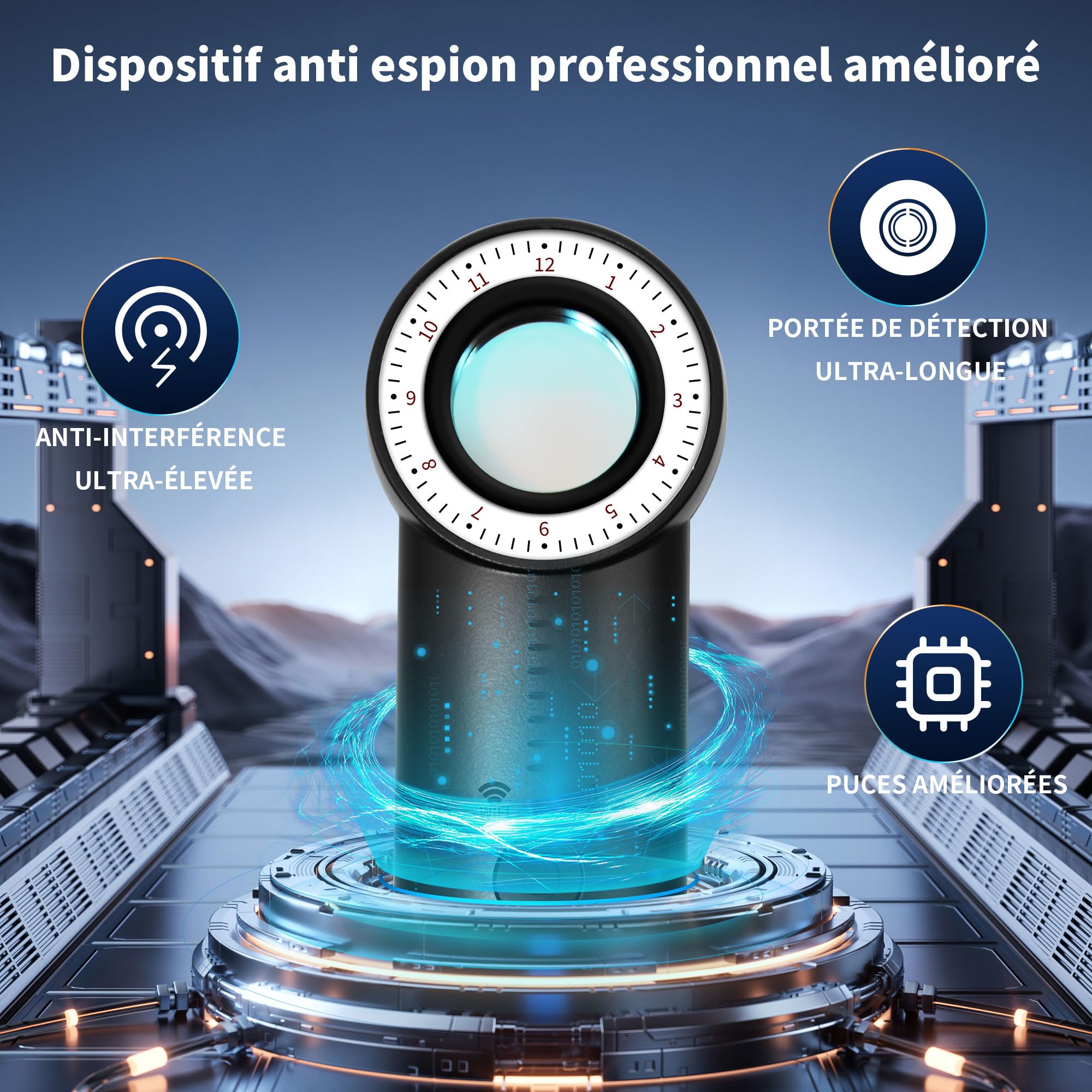 Détecteur Micro Espion, Détecteur Anti Espion, Detecteur de Camera et Micro Espion, GPS Tracker Scanner, Scanner de Signal RF sans Fil Détecteur de Bugs pour Hôtel, Bureau, Voiture, Voyage, Domicile