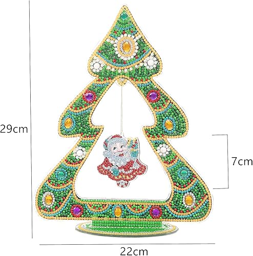 Miniatura 4 de YEESAM ART Kits de pintura de diamantes para mesa de árbol de Navidad, luminoso, Papá Noel y árbol de Navidad de 11.4 pulgadas, decoración de
