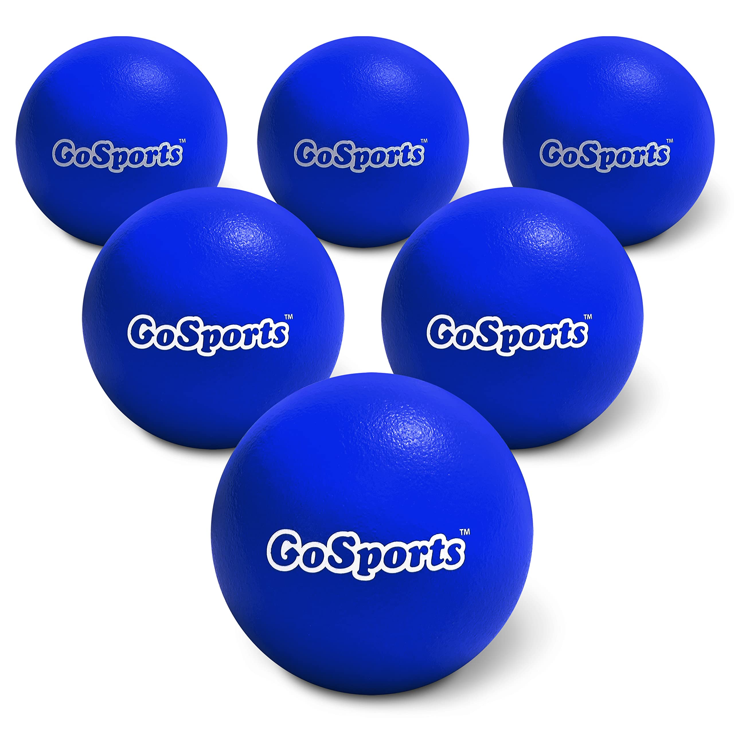 GoSports Soft Skin Foam Playground Dodgeballs - Choose 6 or 7 Inch No Sting Balls for Kids - Set of 6 Includes Mesh Carry Bag