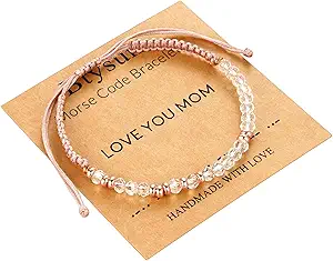 Btysun Morse Code Bracelets for Women Christmas Gift Stocking Stuffers for Teens Pink Braided Bracelets Inspirational Best Friend Birthday Gifts for Her High School Graduation Gifts for Her 2025 Mom Bracelet Jewelry