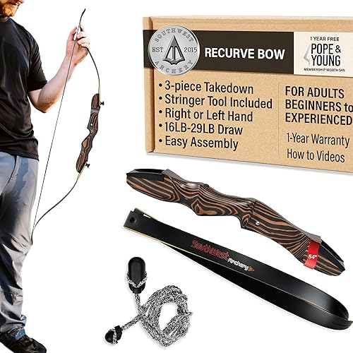 Miniatura 8 de Tiger Takedown - Arco recurvo compacto, rápido, preciso de 48 a 62 pulgadas, blanco y frist Bow - Mano derecha e izquierda - Pesos de tracción en