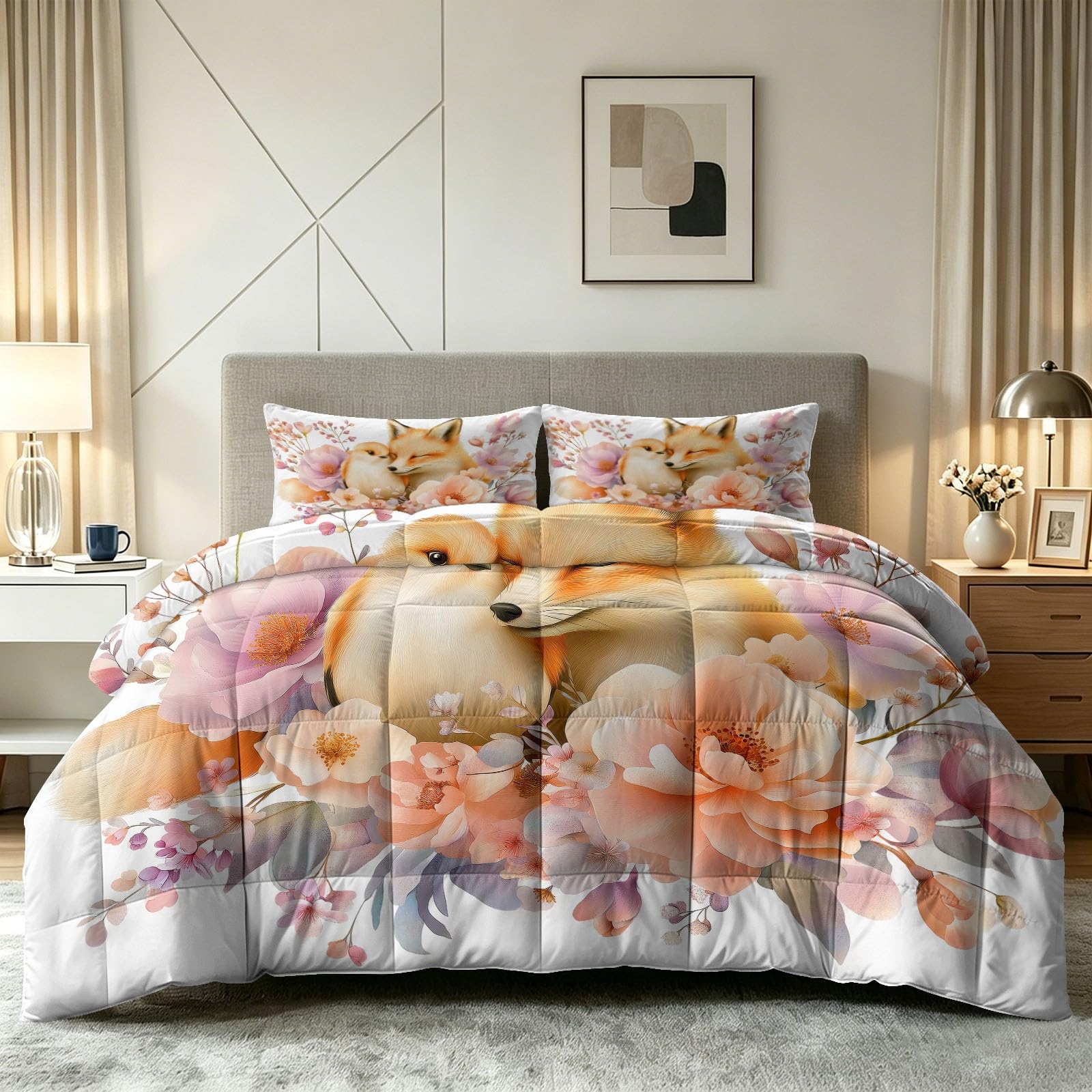 Couette réversible animal 200x200 pour chambre cocooning toutes saisons
