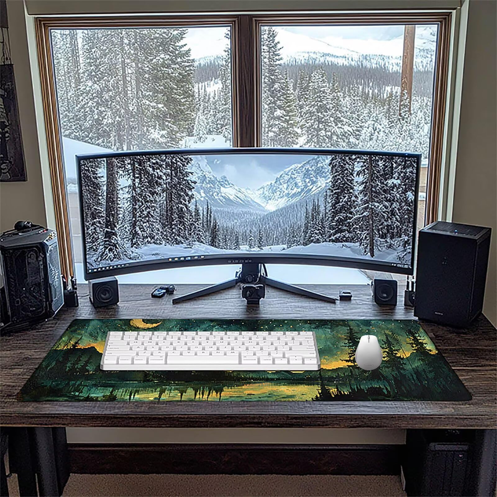 Cielo stellato Tappetino Mouse Gaming xxl 1000 x 500 mm, Tappetino Scrivania Verde Con Bordi Cuciti, Presa Stabile su Superfici Lisce, Impermeabile Antiscivolo Mouse Pad per Gaming Accessori PC x2-11S