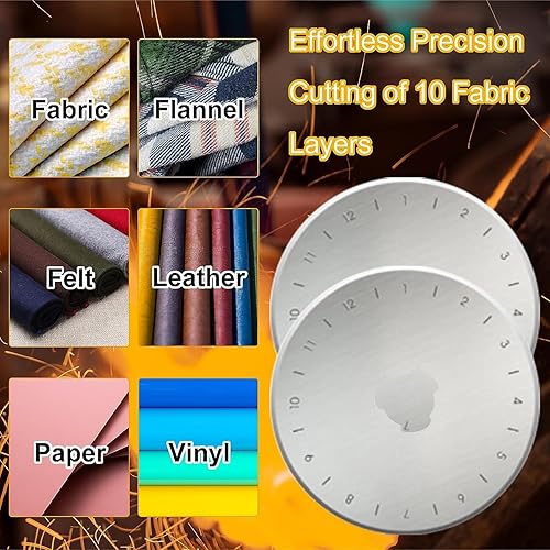 Miniatura 5 de Rotary Cutter Set, 38PCS 45mm Rotary Fabric Cutter Wheel Set, Fabric Cutter Wheel, Quilting Rotary Cutters Rolling Fabric Cutter Wheel and A3 Mat,