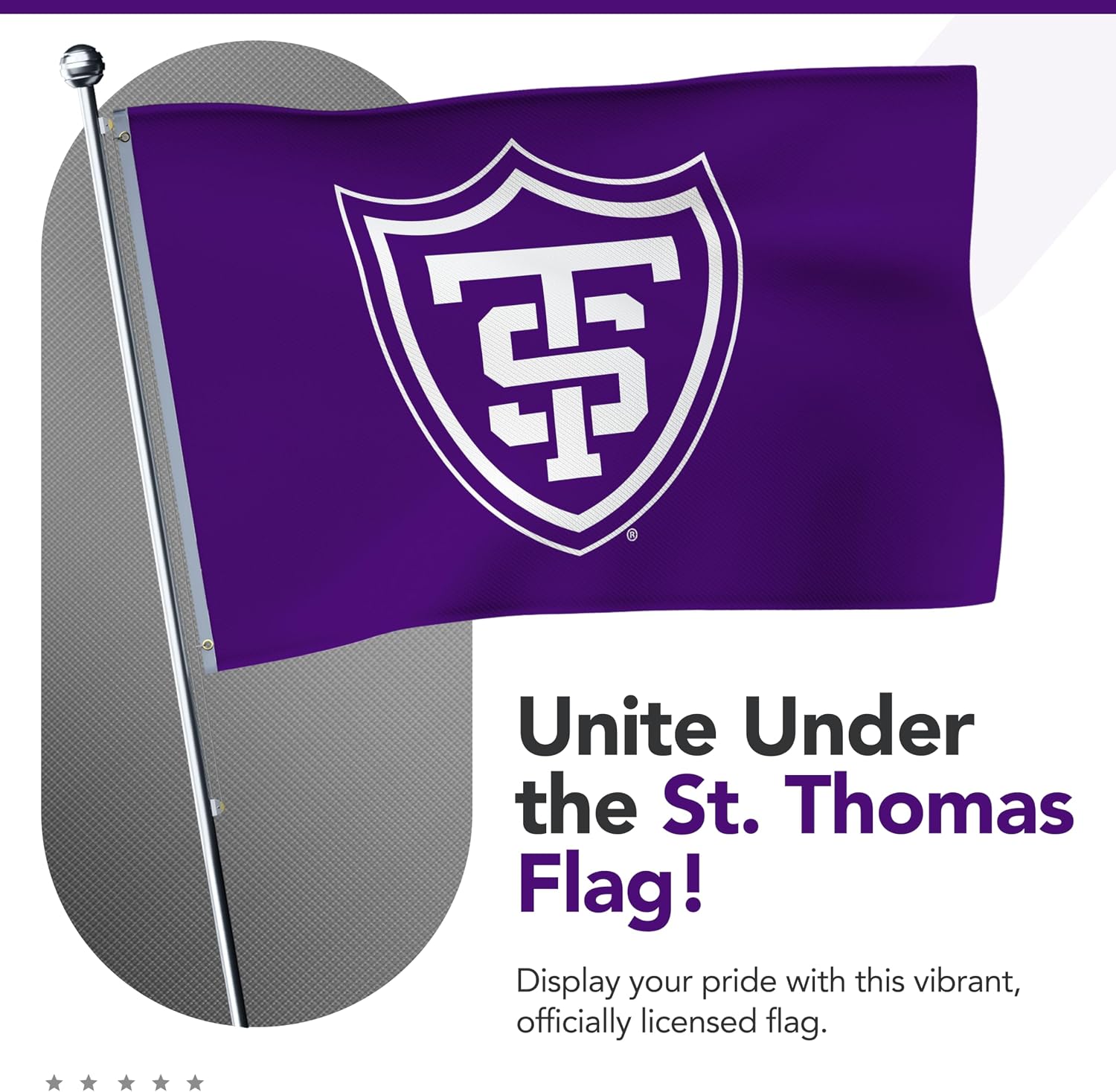 St. Thomas Tommies College Sports Printed Flag - NCAA Licensed - Nylon - Tommies School Banner (Purple, White) (5' x 8')