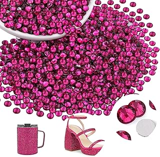 2000PCS SS16/4mm Glass Crystal Rhinestones (Fuchsia), Flatback Glass Rhinestones for Bedazzling Crafting DIY Nail Makeup Decoration, Gems Diomand Charms for Tumbler Shoes Clothing Mug
