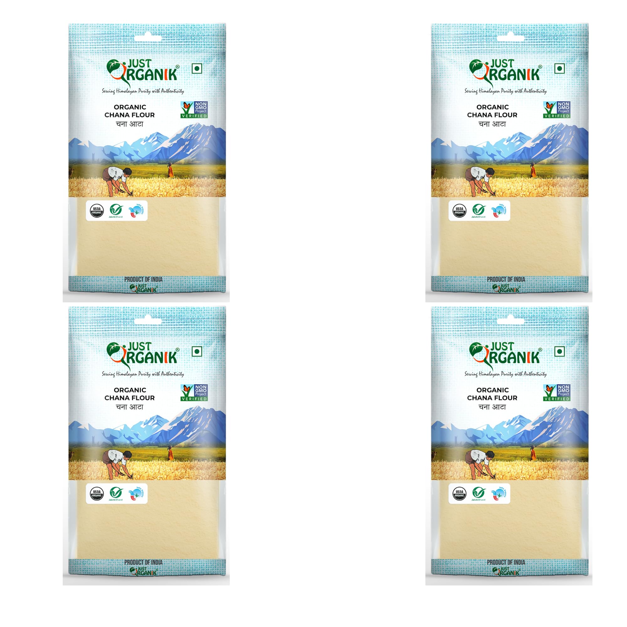 Just Organik - Organic Chana Flour 2 Kg (4x500g), 100% Organic Product | pack of 4 | chickpea flour | protein rich flour | diabetic friendly (B09KW8DXFS) Amazon Price History, Amazon Price Tracker