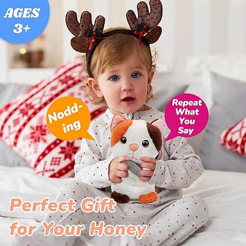 Miniatura 7 de Hopearl Talking Kitty Repeats What You Say Cat with Fish Nodding Electric Interactivo Juguete animado que habla de peluche regalo para niños