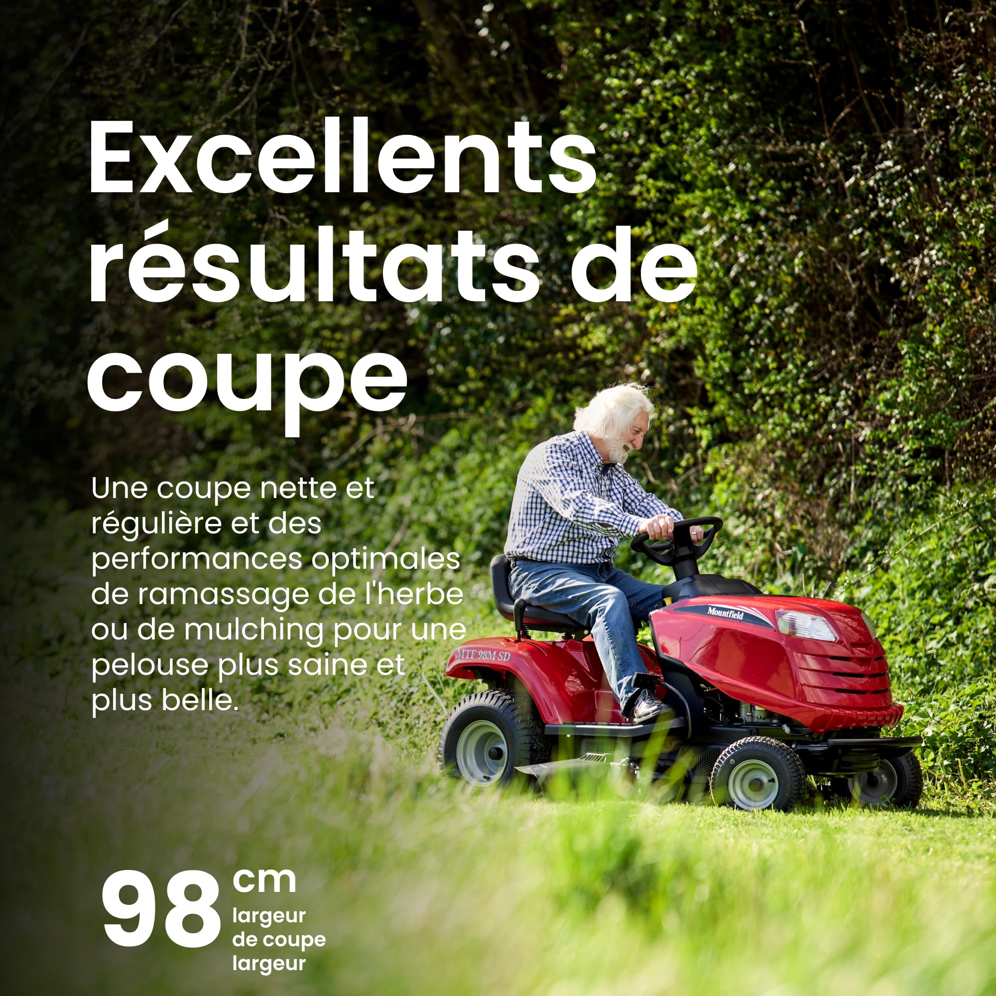 Mountfield Tracteur MTF 98M SD, 98 cm – Transmission Manuelle, Éjection Latérale – Pelouses Jusqu'à 8 000 m²