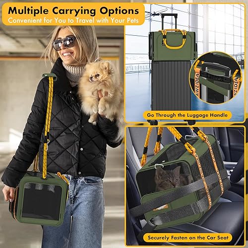 Vista 24 de PAWZIDEA Transportador de mascotas grande expandible con ruedas, 24 x 16 x 16 pulgadas para gatos de 2 a 4 gatos de hasta 55 libras, plegable