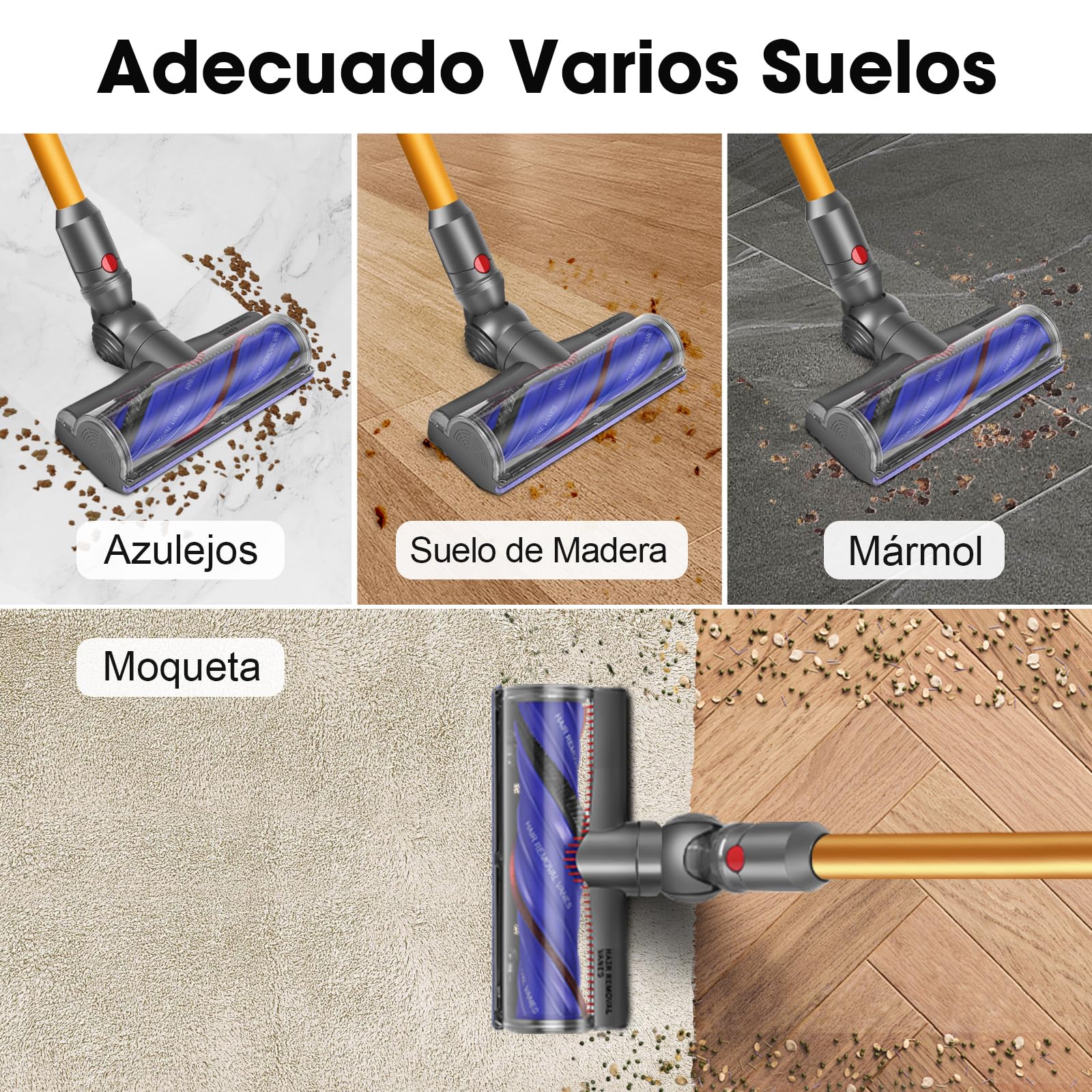 V12 Cepillo Motorizado para Dyson V12 Detect Slim / V12 Origin / V9 Motorbar Cepillo Recambios Electrica Cabezal Repuestos Accesorios para Suelos Duros y Alfombras Fácil Eliminación Pelo y Cabello