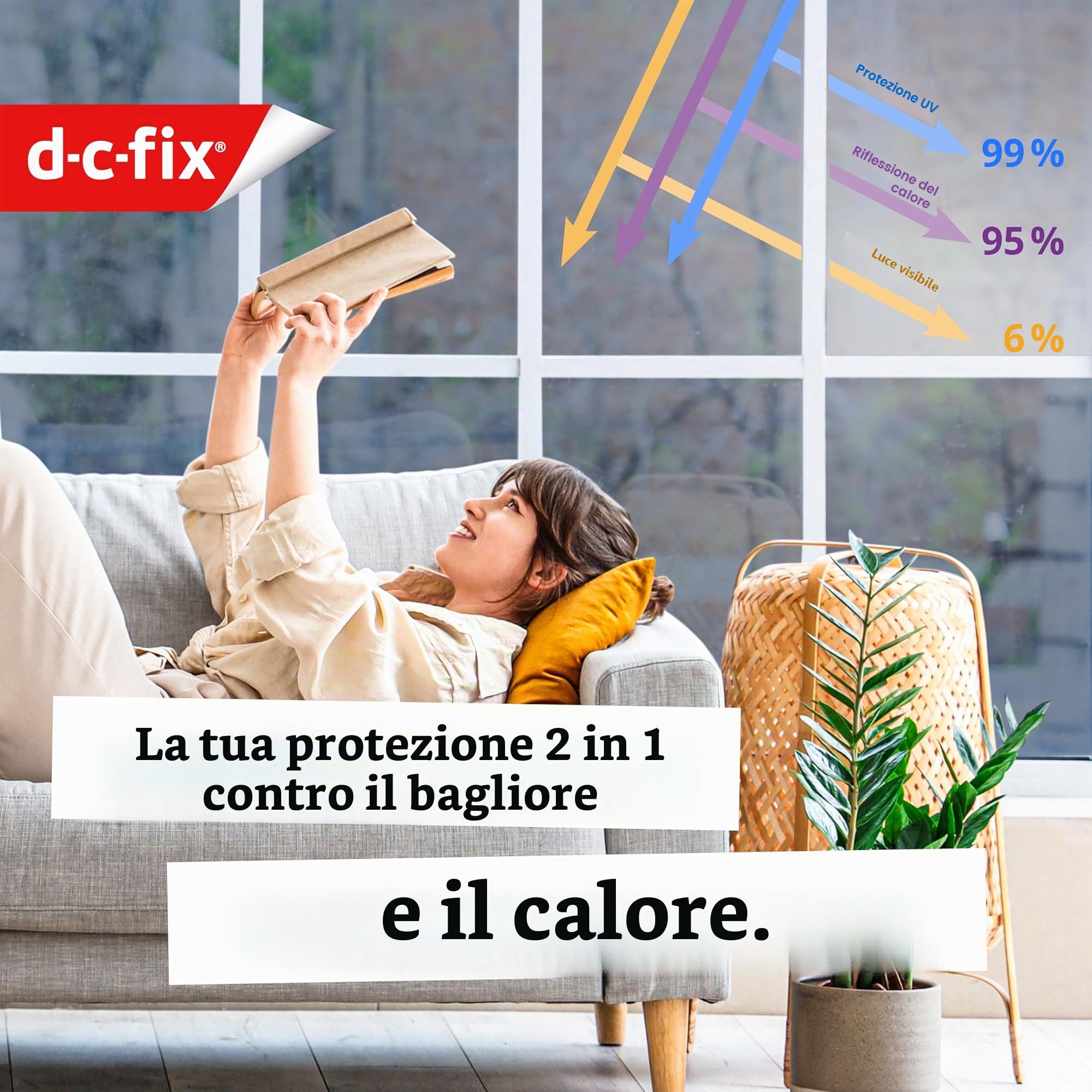 d-c-fix Pellicola Specchio Autoadesiva (90x150cm) Pellicola per Finestre Privacy da Esterno, Trasparente all'Interno (di giorno) – Protezione UV 99%, Pellicola Riflettente