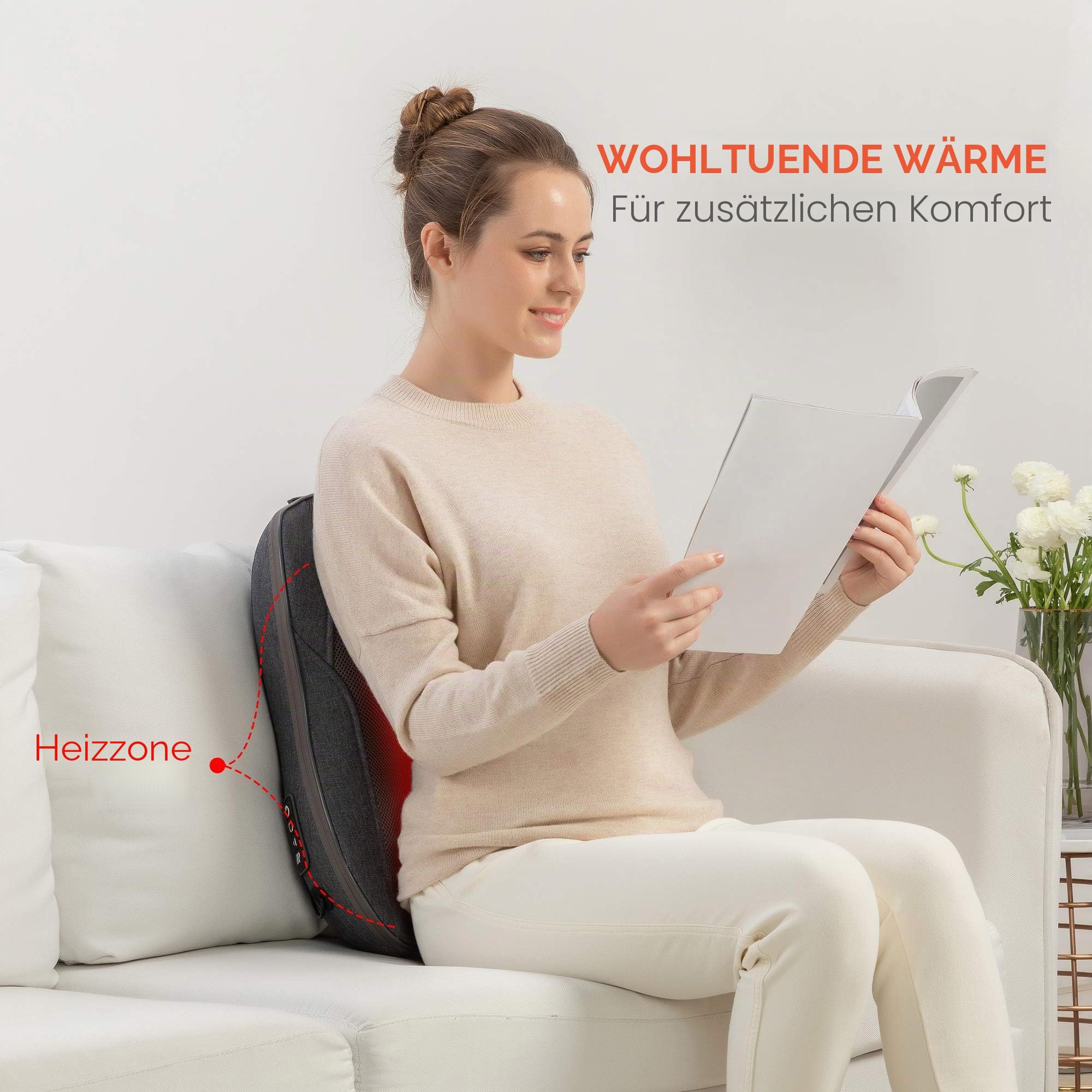 COMFIER Massagekissen, Shiatsu Rückenmassagegerät mit Wärme, tragbares Massagegerät, Stuhlmassagegerät für Büro Entspannung，Geschenke für Frauen/Männer