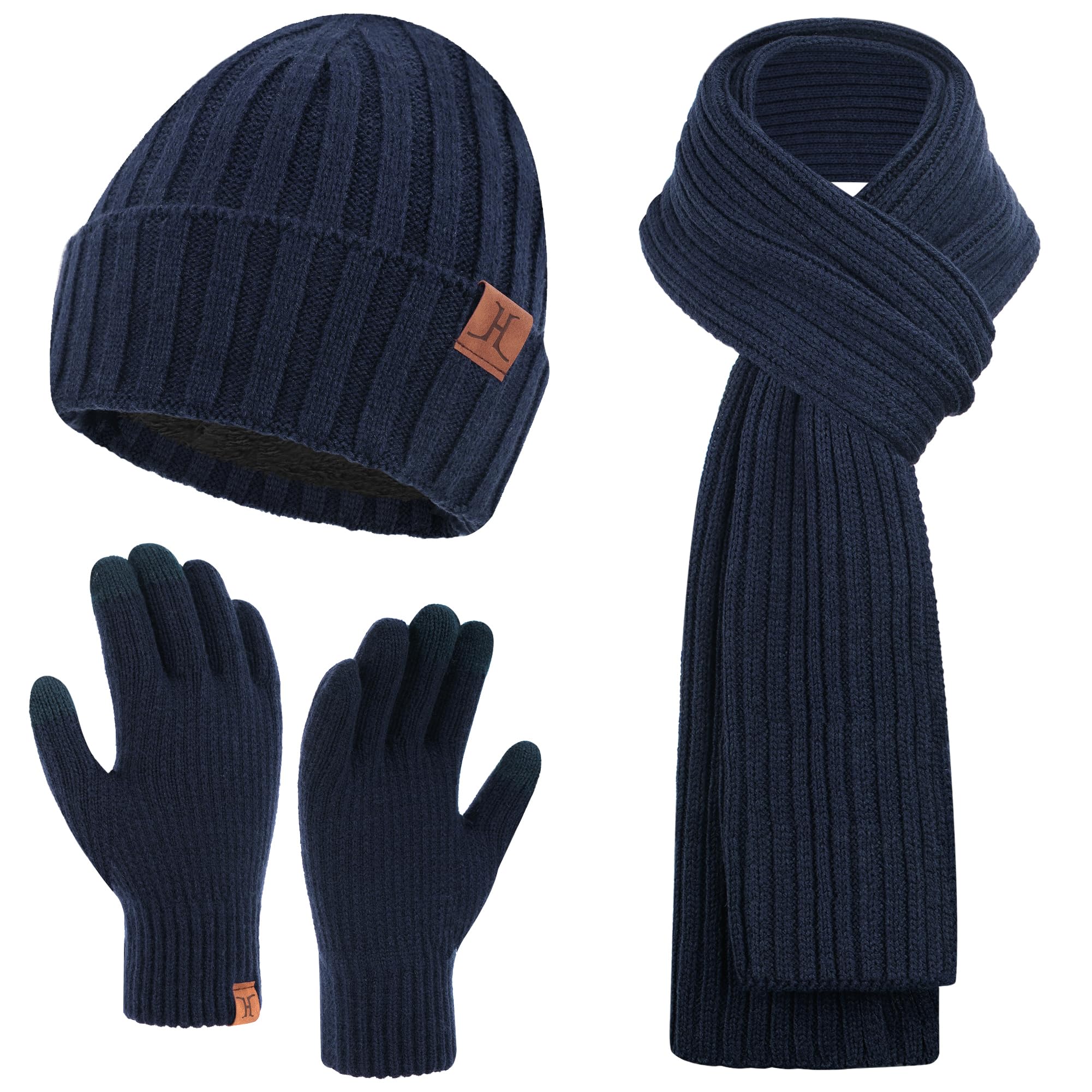 Bufanda y guantes para pantalla táctil con gorro de invierno para hombre 7