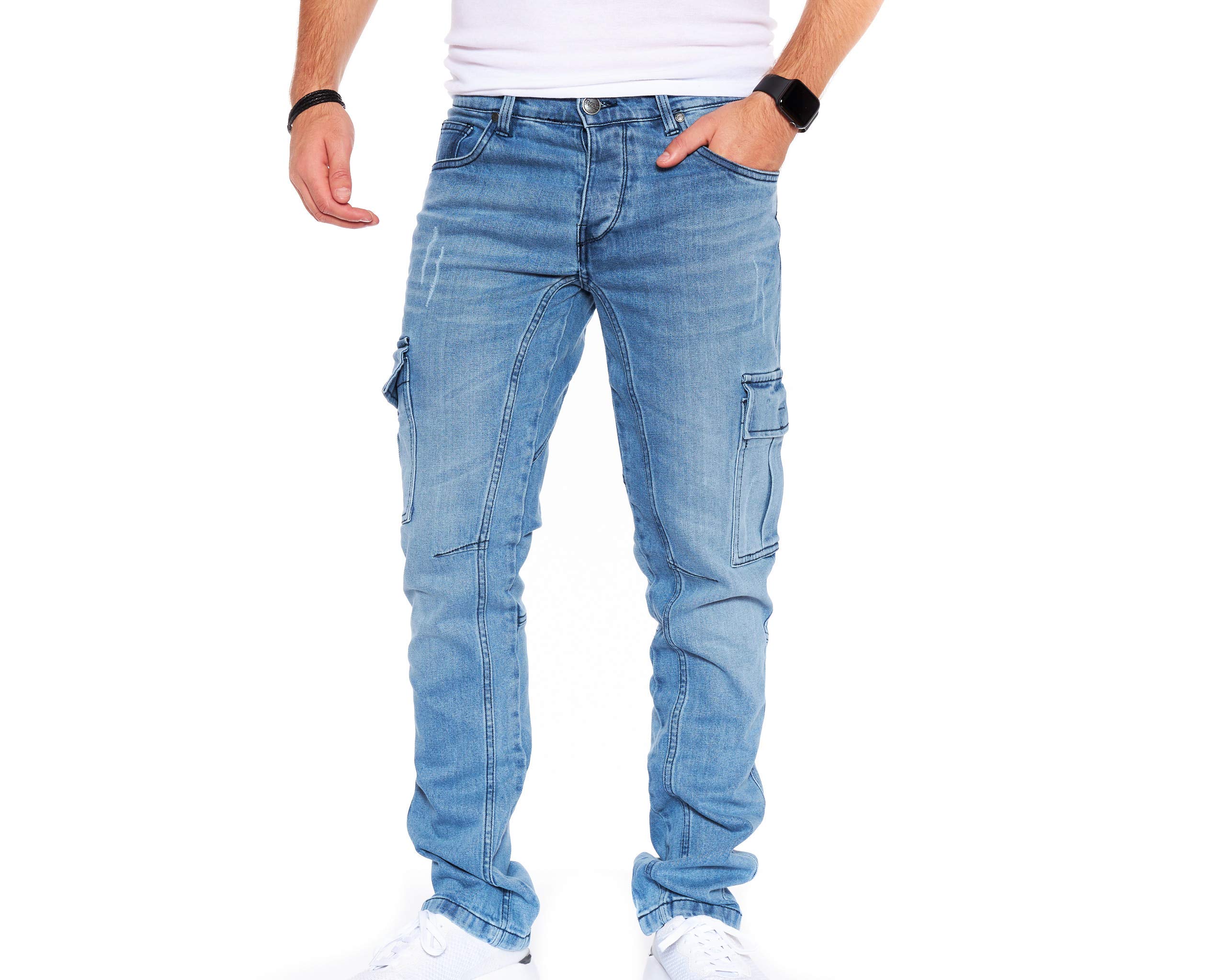 SS8003 Herren Cargo Jeans Herren Jeans Hose für Männer Jungen Regular Slim fit Denim Destroyed Jogger Freizeithose Casual Stretch Jeans