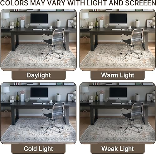 Miniatura 115 de Tapete para silla de oficina y suelo de azulejos de madera dura, para debajo del escritorio, de vinilo fino, lavable a máquina y antideslizante