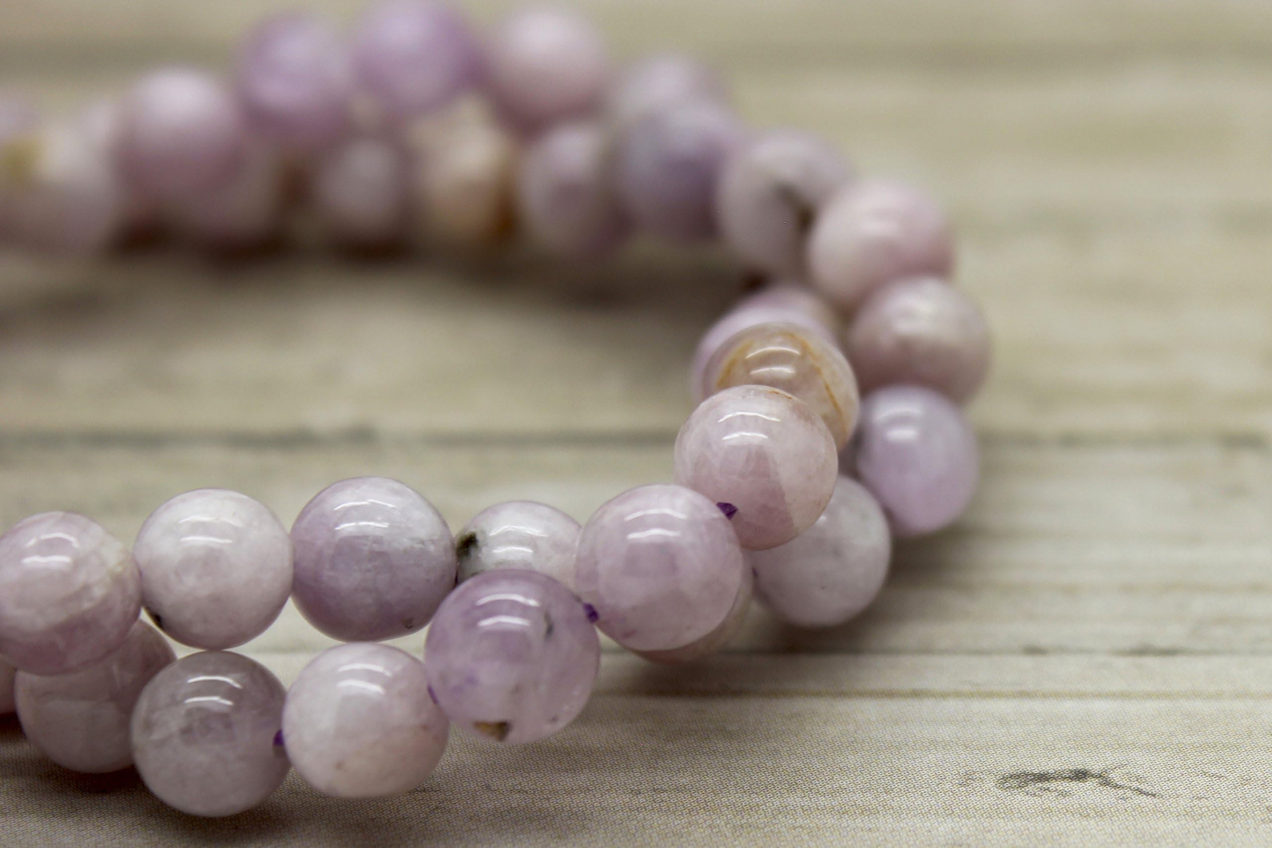 Perfect Gems Natural Kunzite Gemstone Smooth Round Sphere Ball Loose Beads 1 Strand (approx 15.5") for Bracelet Necklace Earrings Jewelry Making Crafts Design Healing (10mm)