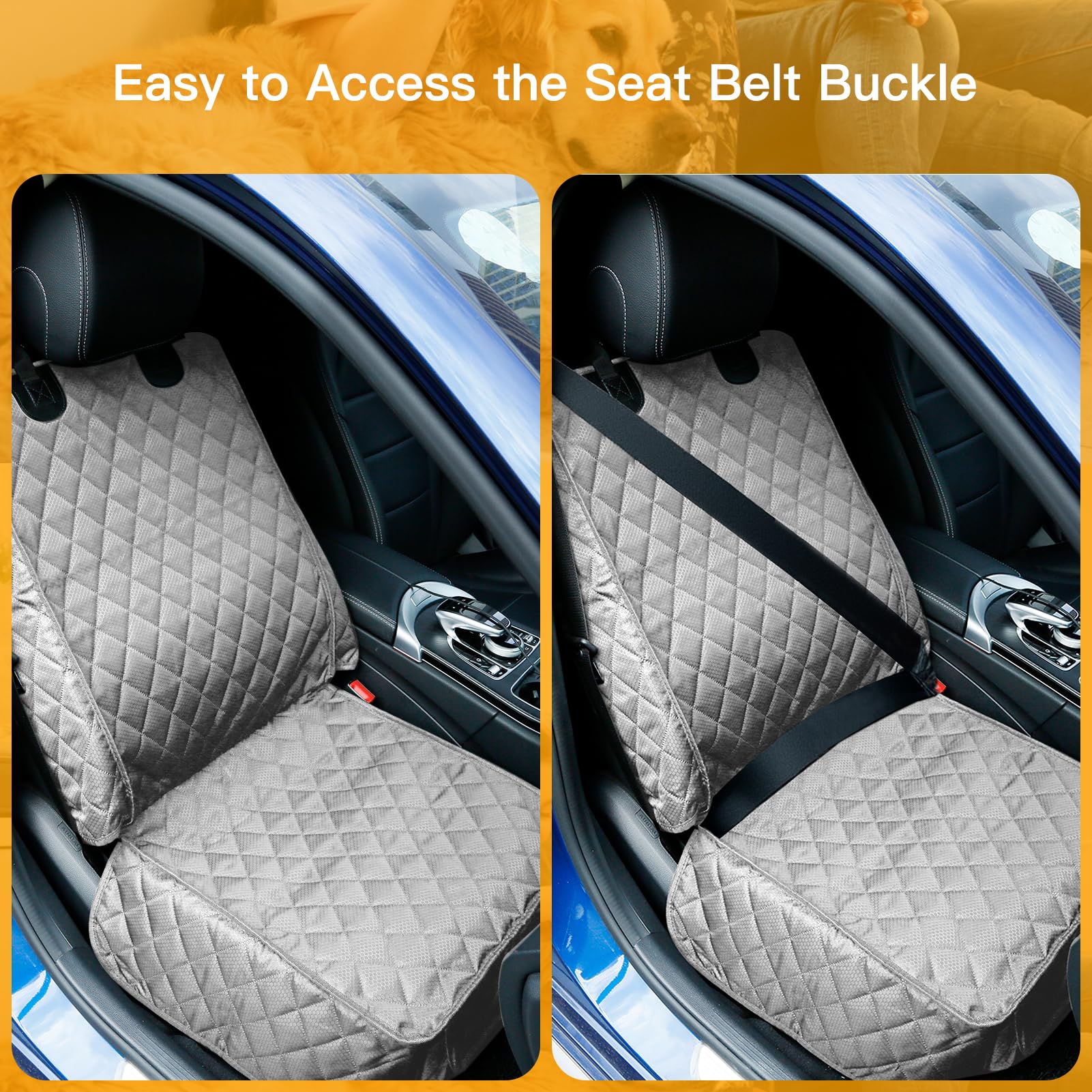PETICON Waterproof Front Seat Car Cover 2 Pack, Full Protection Dog Car Seat Cover with Side Flaps, Nonslip Scratchproof Captain Chair Seat Cover Fits for Cars, Trucks, SUVs, Jeep, Gray (Gray) - image 3