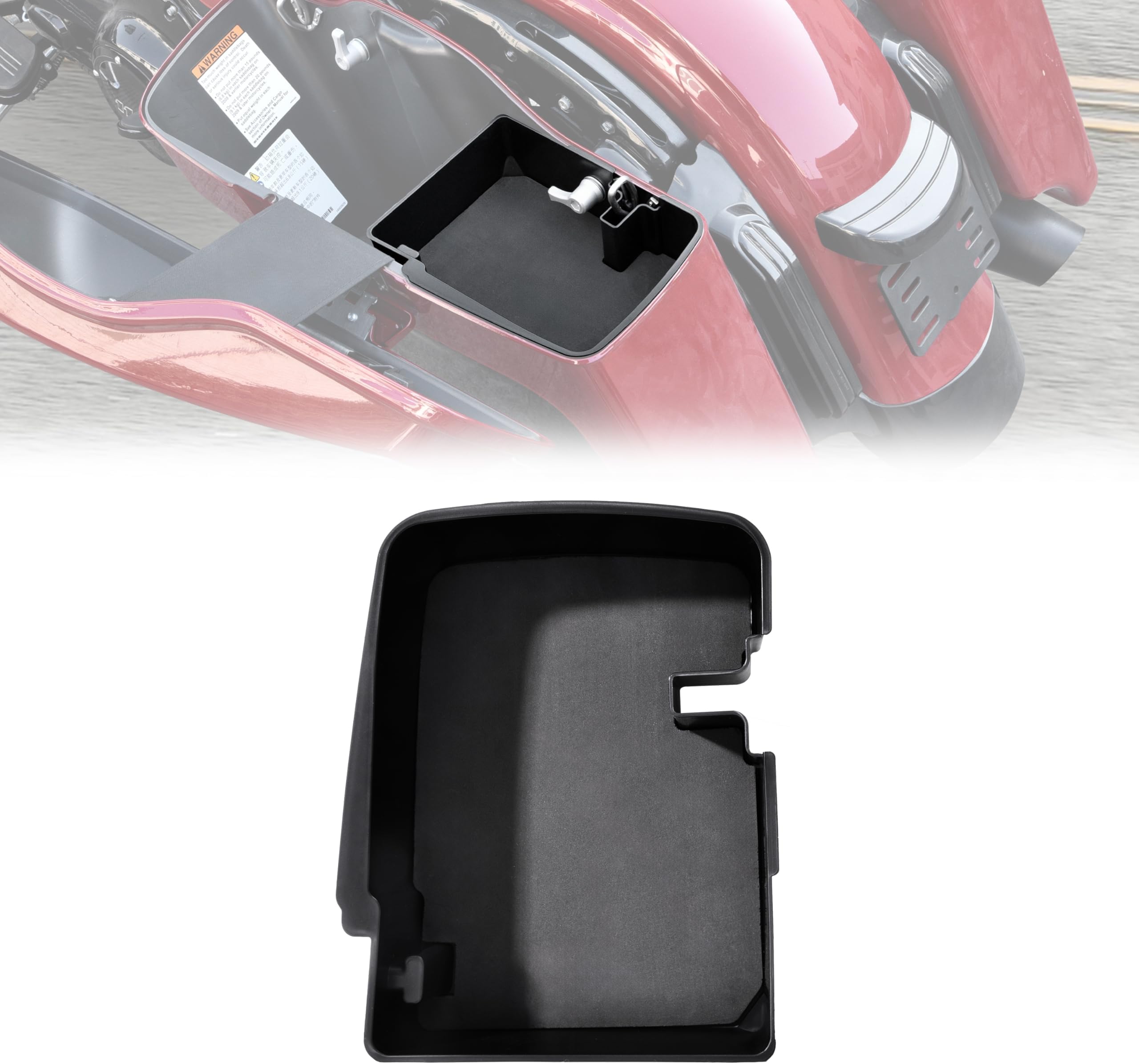 Rear Hard Saddlebag Tray Organizer Tool Box Saddle bag Organizer Tray Top Shelf for Harley Street Electra Road Glide Road King Ultra Limited Touring 2014-2023 (Left)