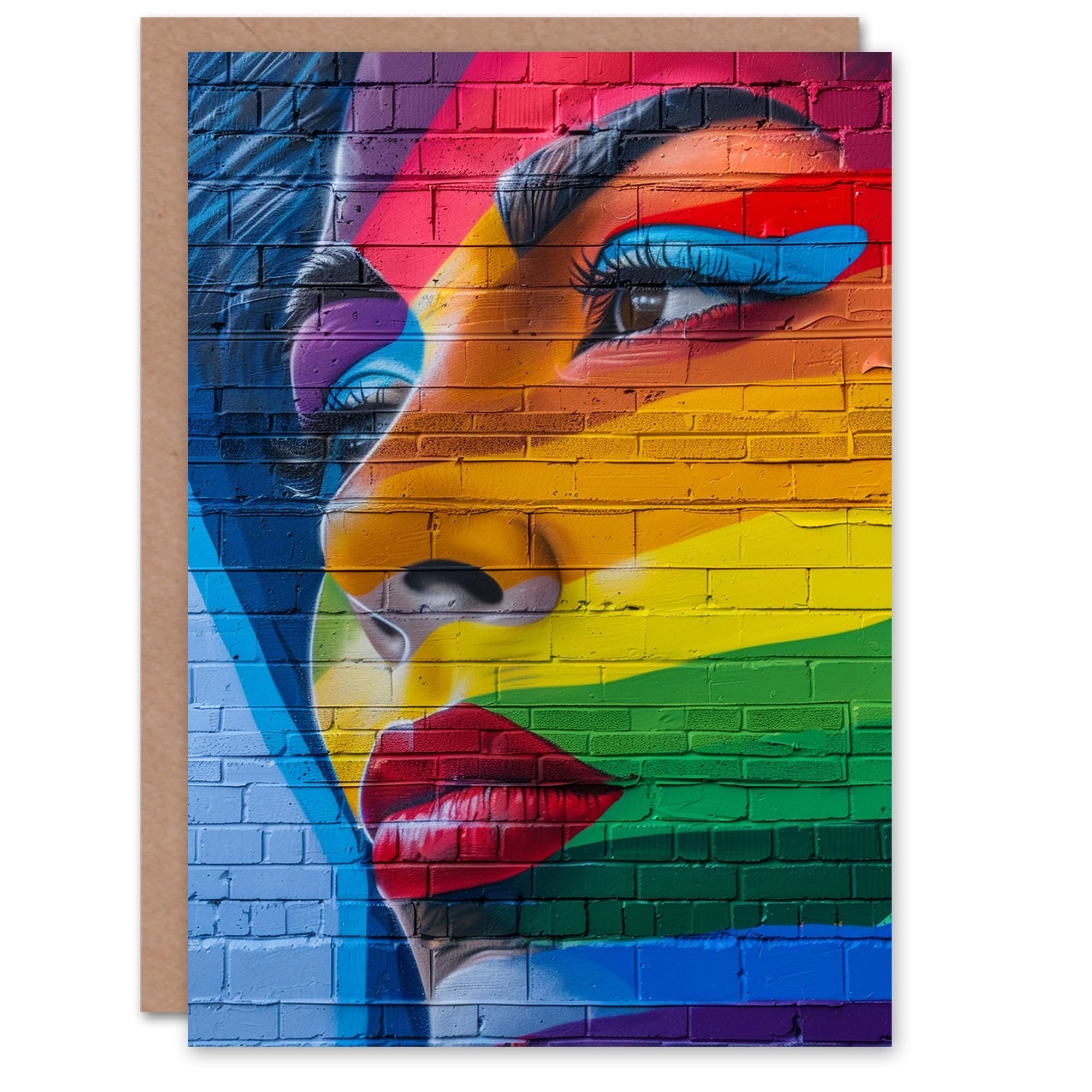 Artery8 Rainbow Pride Woman Portrait Lgbtq Mural Graffiti Blank For Him Or Her Art Birthday Card