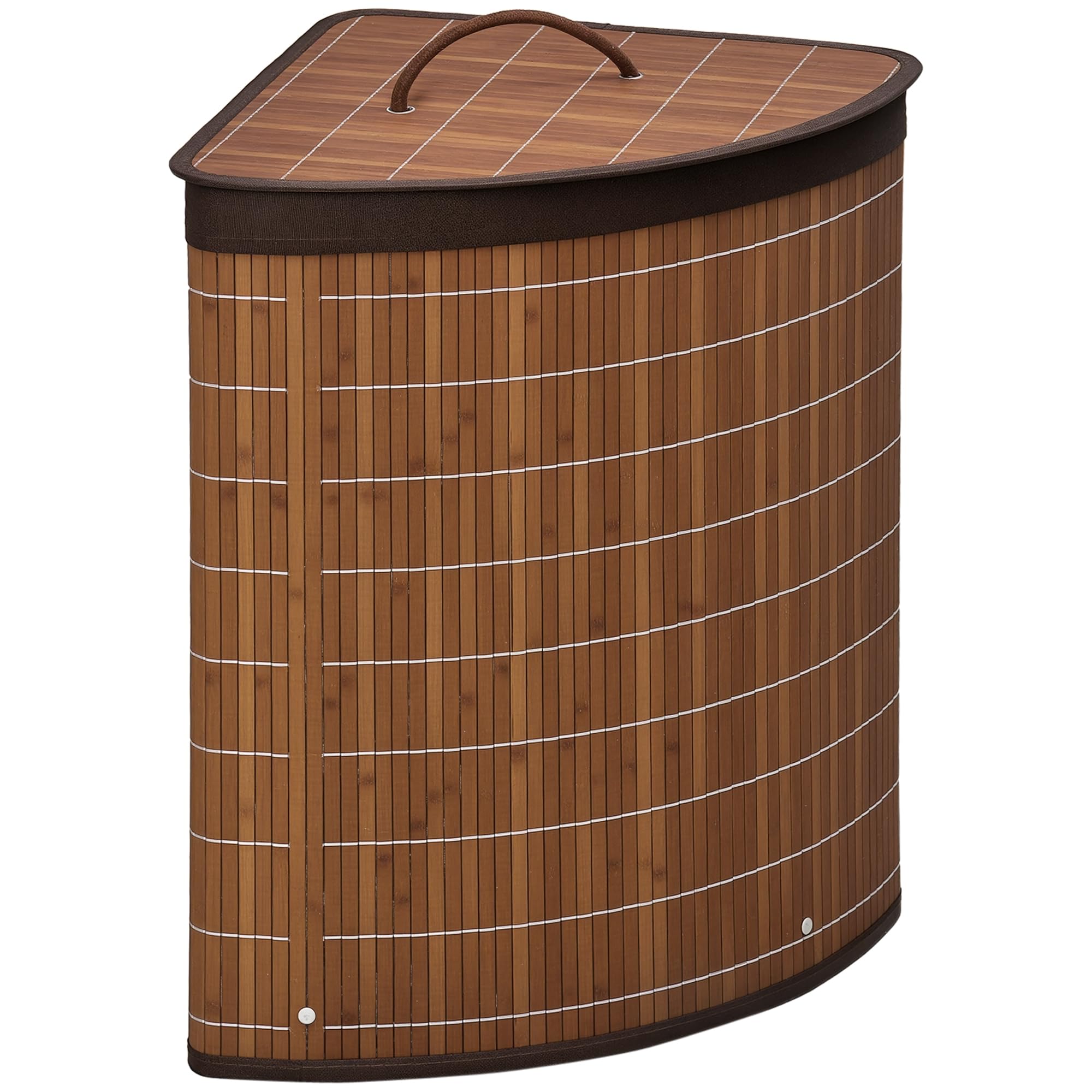 HOMCOM Bambus-Wäschekorb mit Deckel, 55 L, Braun, inkl. herausnehmbarem Innenbeutel
