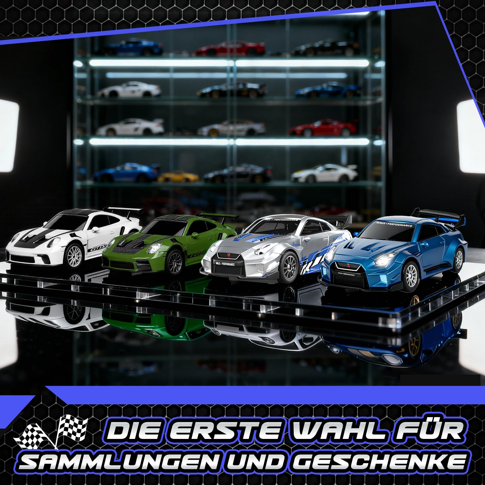 YOOHBERRYS Mini RC Drift Car Pro, 1:43 Frngesteuert Drift Auto, 4WD Tabletop Drift RC Car, Ferngesteuertes Auto mit Gyro, 15 km/h, Spielzeugauto für Kinder ab 14 Jahre (Grau)