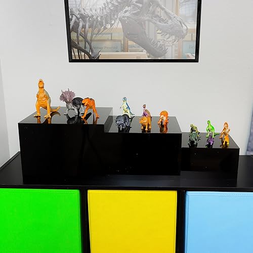 Miniatura 5 de 7Penn Elevadores acrílicos para estante de exhibición, juego de mesa de exhibición de zapatos negros de 3 piezas, soporte de exhibición de acrílico