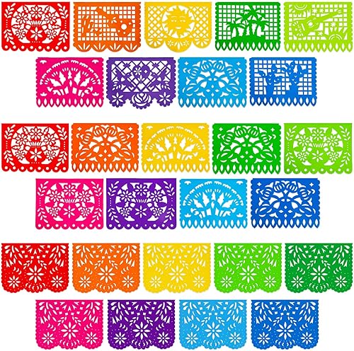 Miniatura 10 de DomeStar 5 piezas de banderolas de fiesta mexicana, banderolas de plástico de 18 pies, fiesta de 5 de mayo, Día de los Muertos, decoración del día