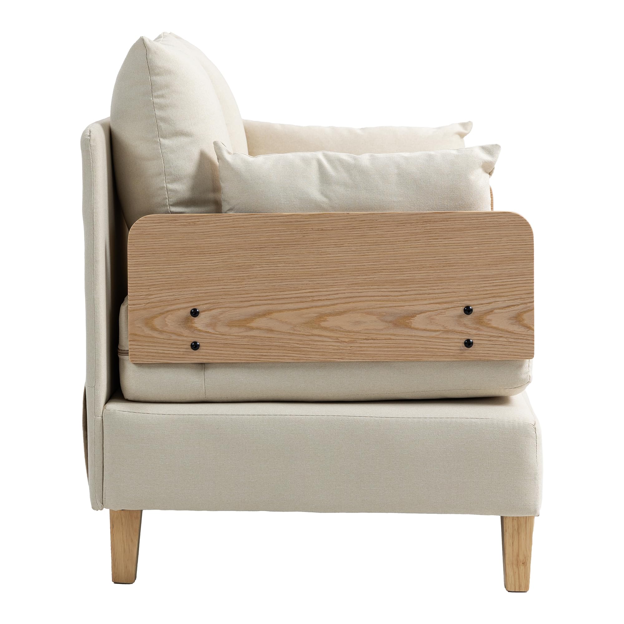[en.casa] Sillón Covertible para Salón Seinlus Sillón Cama 2 en 1 con 2-2 Cojines Laterales y de Respaldo Butaca Acolchada Funda de Textil 81 x 88 x 68 cm - Beige