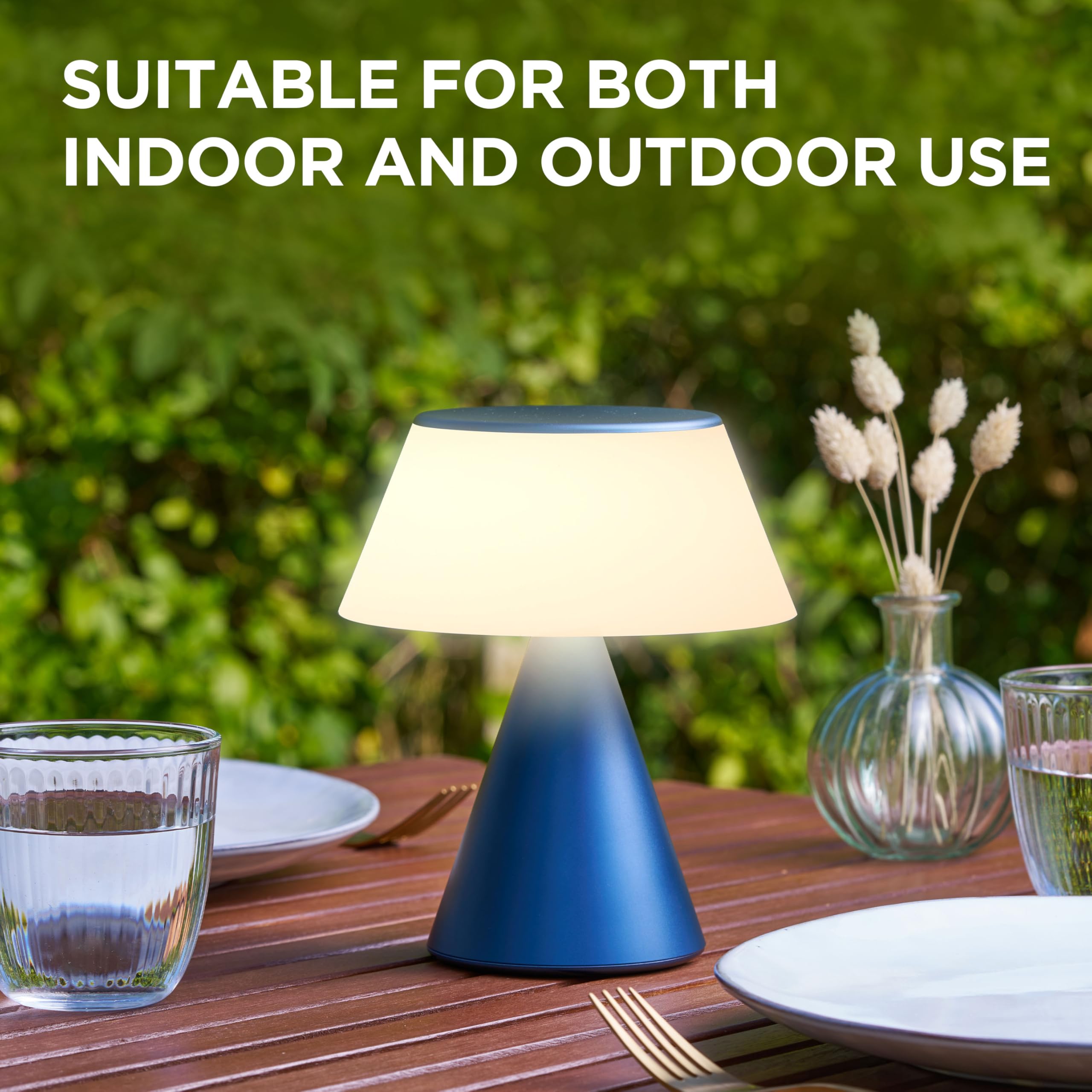 Lexon LUMA L Lámpara de Noche Sensible al Táctil, Luz Nocturna Inalámbrica con Regulación y Sincronización Multilámpara, 9 Colores LED, Recargable, Carcasa de Aluminio - Rojo Oscuro