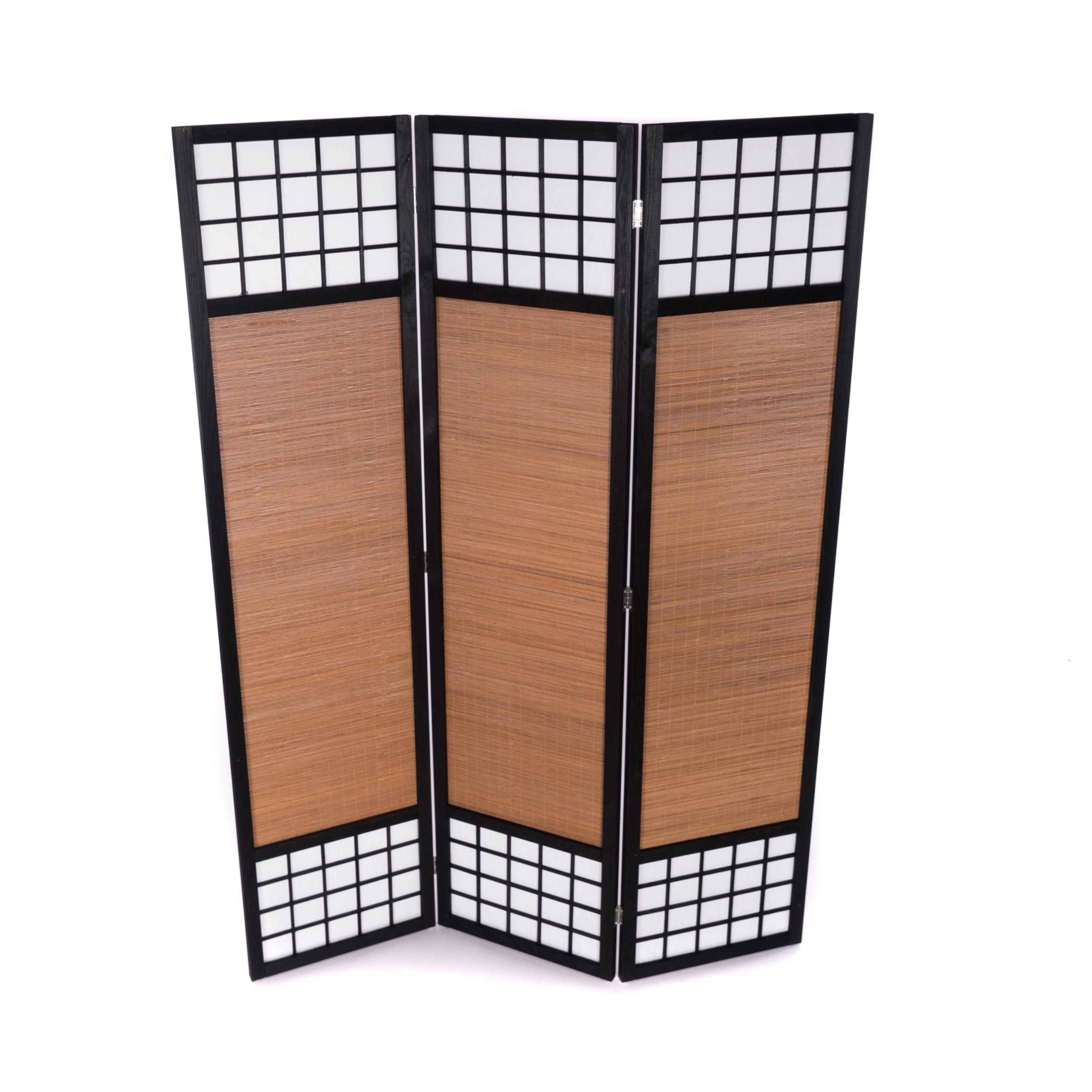 SÉPERATION DE PIÈCE Osaka | 3 pièces, 170x120 cm, Bambou, Papier de Riz, Noir | Paravent Shoji, cloison, Japonaise, séparateur Asiatique, Pliante de Dressing