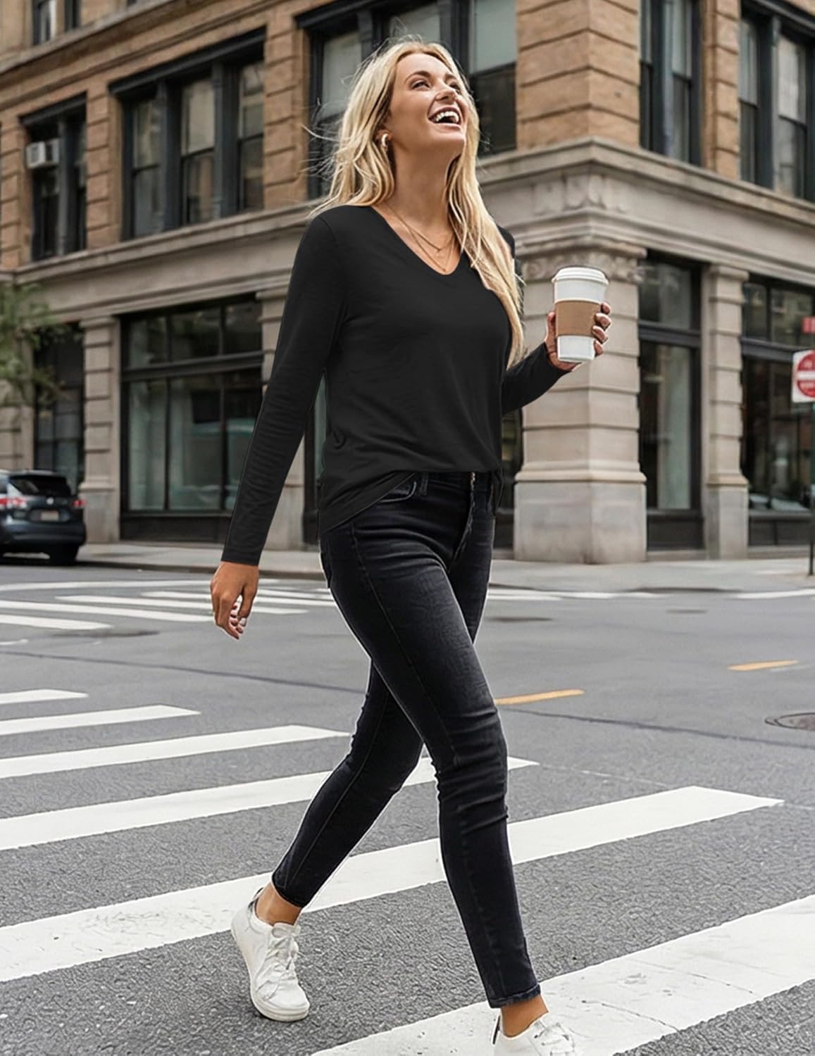 Ekouaer 3 Pack Long Sleeve Shirts for Women V Neck T Shirt Fall Casual Tops Basic Base Layer Undershirts Tees 2025 S-XXL - Image 4