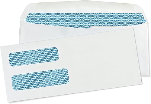 Vista 2 de Aimoh 500#10 Sobres de correo comercial de seguridad de doble ventana – para facturas, declaraciones y documentos legales – Cierre GUMMED, teñido