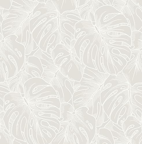 NuWallpaper x Scott Living SLS3976 - Papel tapiz autoadhesivo de Borneo, color blanco
