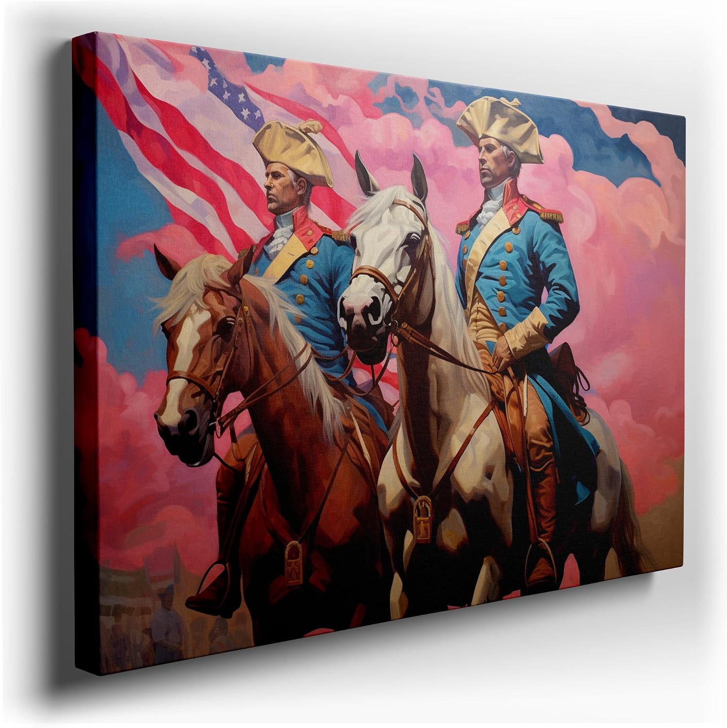 Canvas for Living room. Riding into Glory: A Portrayal of Valor Under the American Sky, 27 x 18 inch Canvas Wall Art - Modern Home Decor