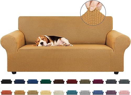 Miniatura 49 de KEKUOU - Funda elástica para sofá de 3 plazas (de 79 a 94 pulgadas), protector de muebles de 3 asientos con parte inferior elástica para niños o