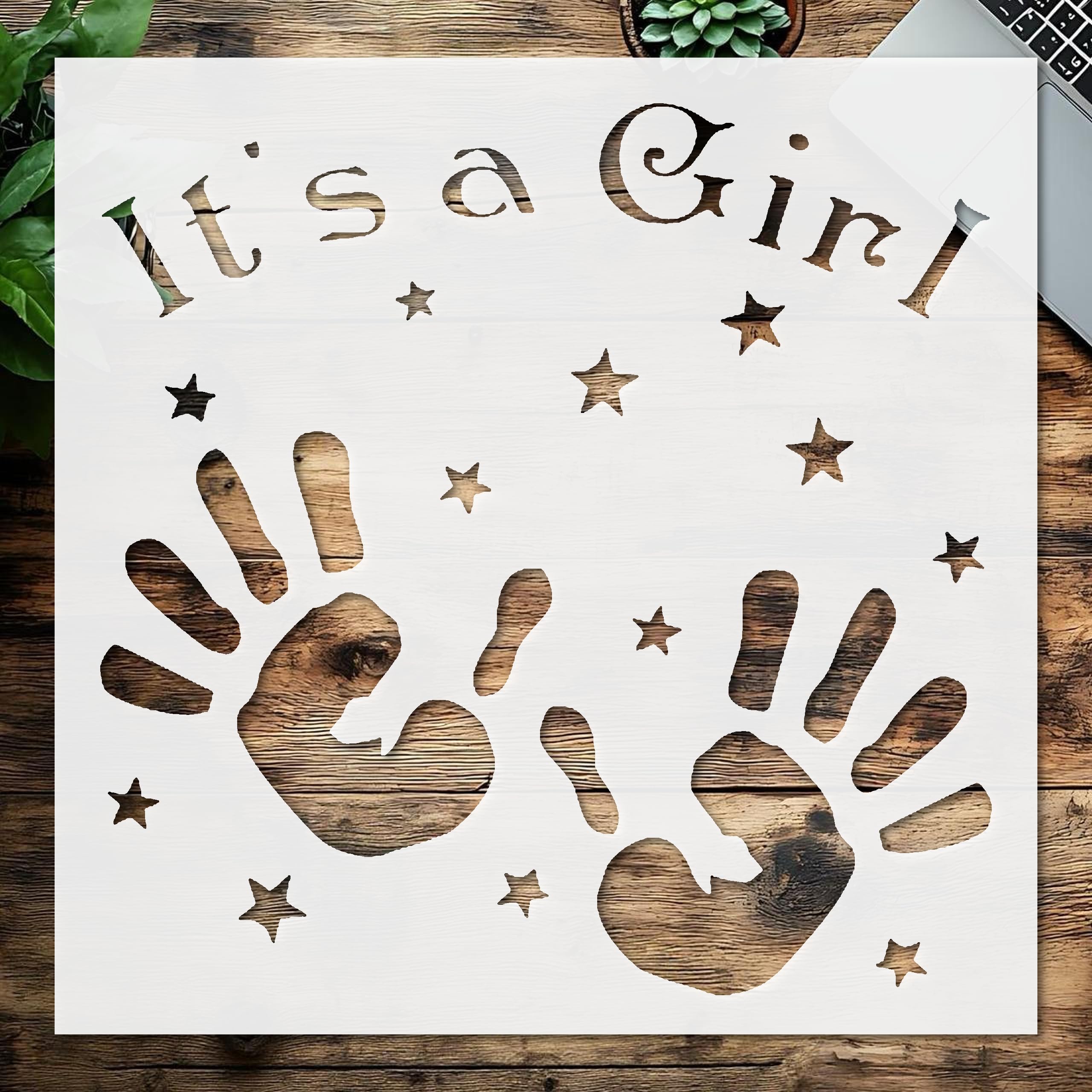 Stencil It's A Girl, Plastic Reusable, Reusable Plastic, 5.5 inchL x 5.5 inchW, for DIY Crafts and Home Decor