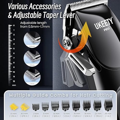 Miniatura 4 de Ukeety Cortadora de pelo profesional para hombres, cortadora de pelo inalámbrica con pantalla LED, recargable con hoja en T, kit de corte de pelo