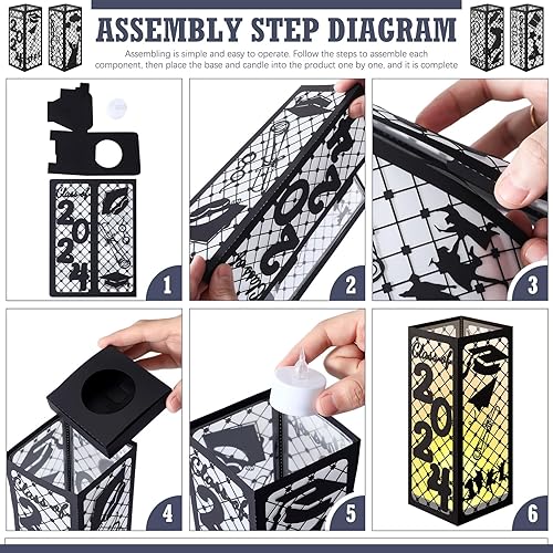 Miniatura 3 de Rossesay 4 cajas de centros de mesa de graduación 2024, centro de mesa de graduación de felicitaciones de graduación de 2024 con velas LED sin llama