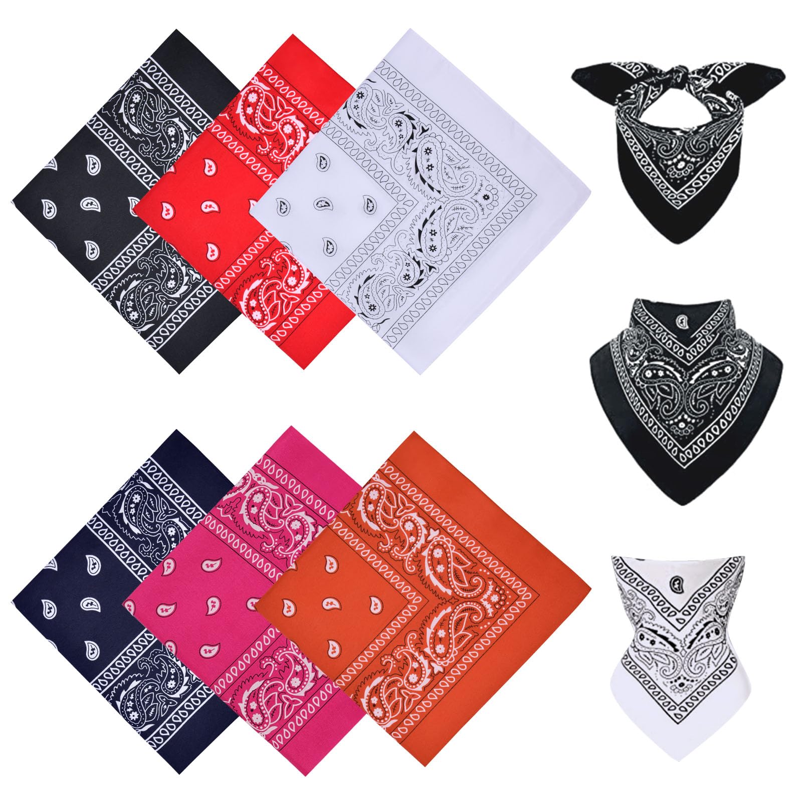 Aomig Bandana Head Scarf for Men and Women, Stylish Cowboy Headband Handkerchief, Multi-purpose Hair Scarf Paisley Print Unisex Headwraps, Bib Party Face Covering Headwear for Motorcycling — view 9