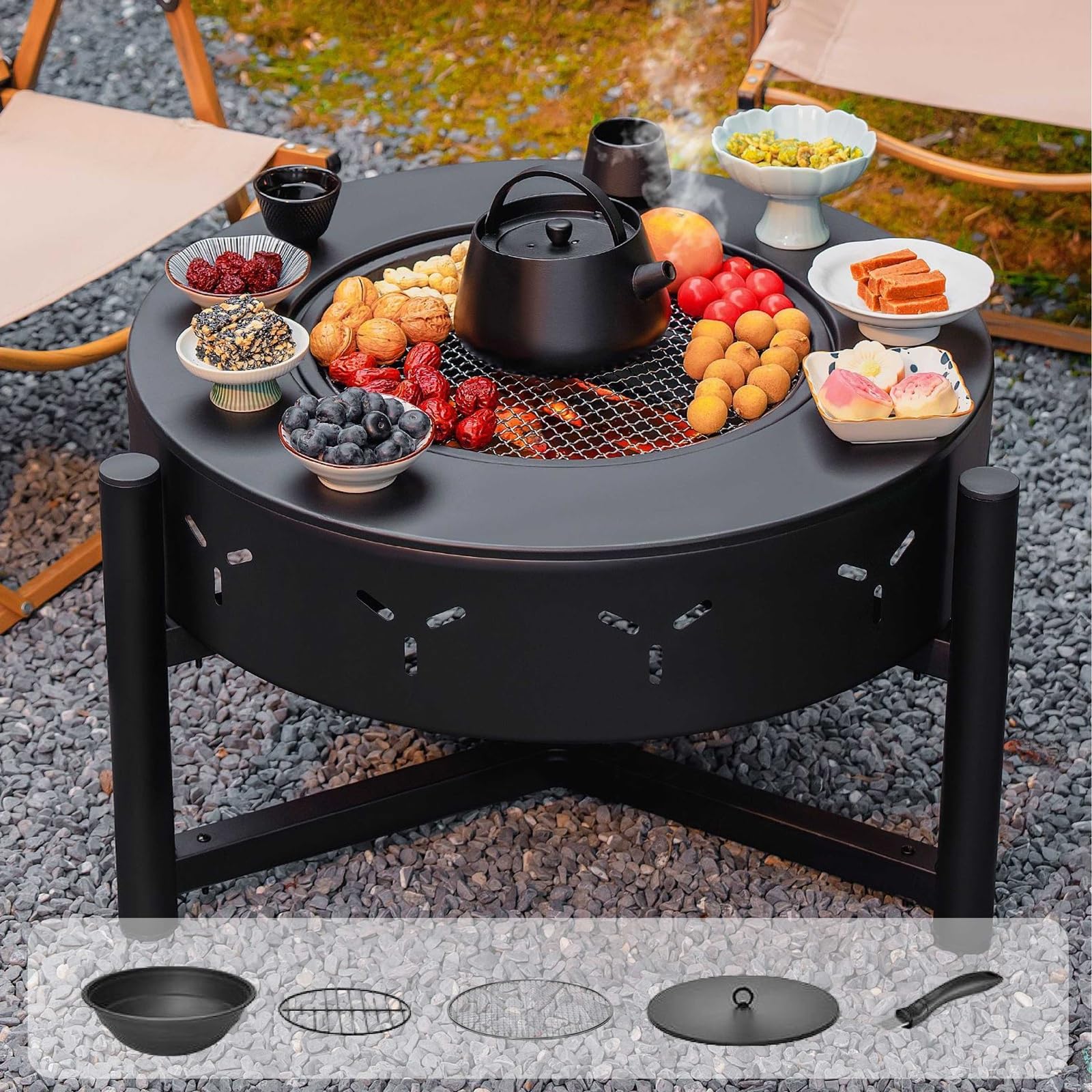 Amazon.co.jp: ファイヤーピット 焚き火台 大型 テーブル バーベキュー