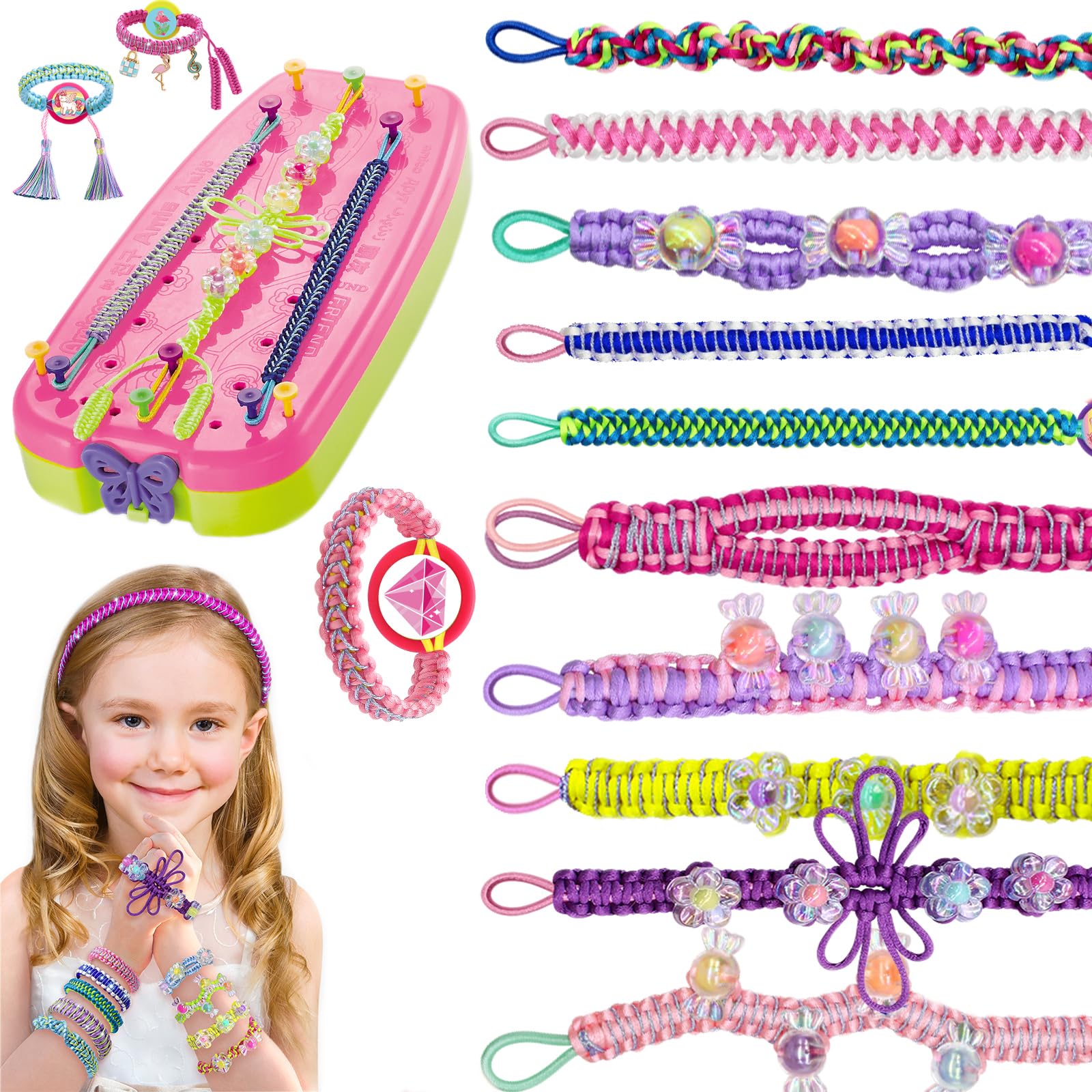 VERCIFO Friendship Bracelet Making Kit for Kids -189 PCS Craft Set with Portable Travel Storage Case,Arts and Crafts DIY Jewelry Making Supplies for Girls Ages 6-12, Birthday Gift for Kids