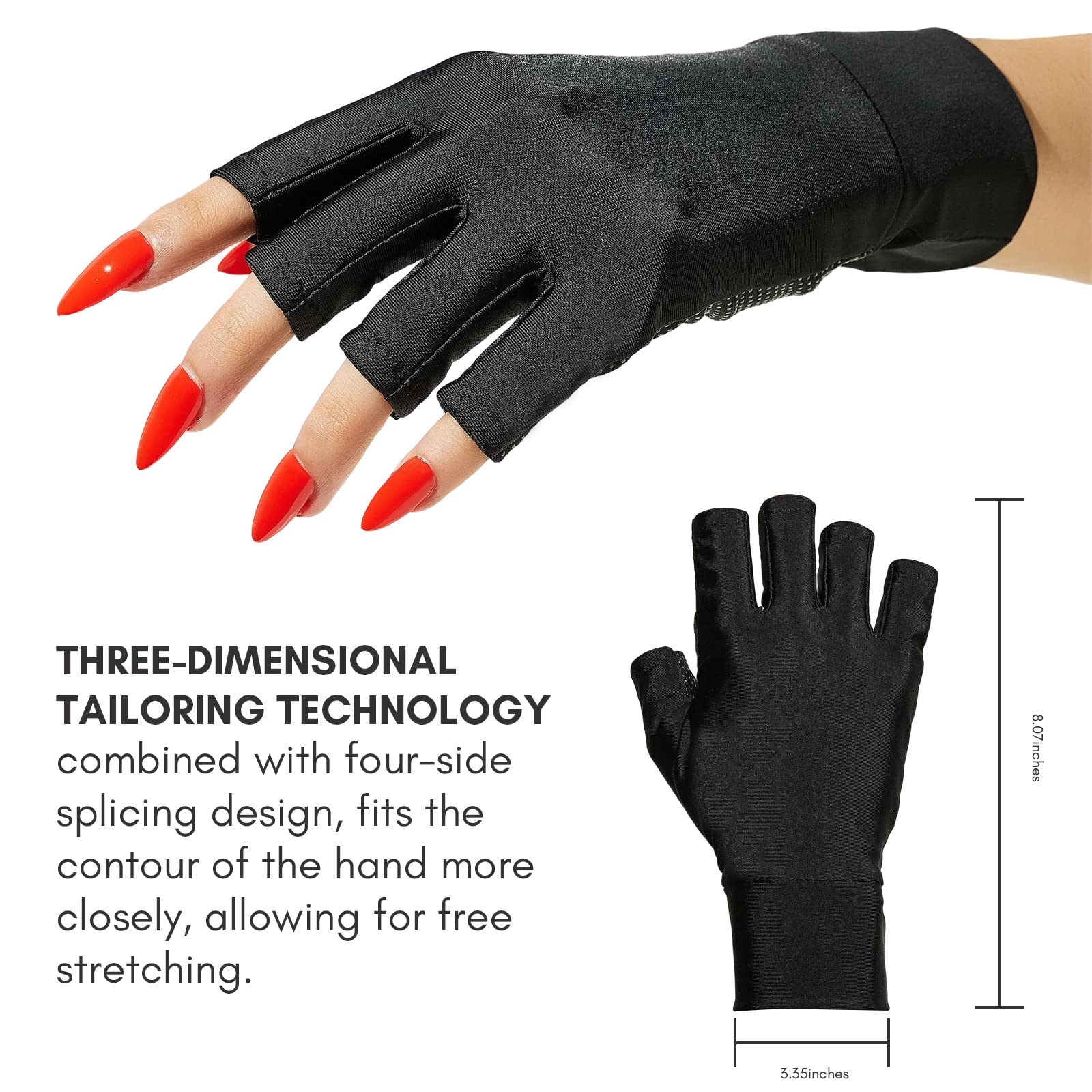 Makartt Guanti per Gel Nails Lamp, Anti UV, UPF50+ Protezione, per Manicure, Asciugatrice, Cura della Pelle delle Unghie, Fingerless, per la Casa, Outdoor