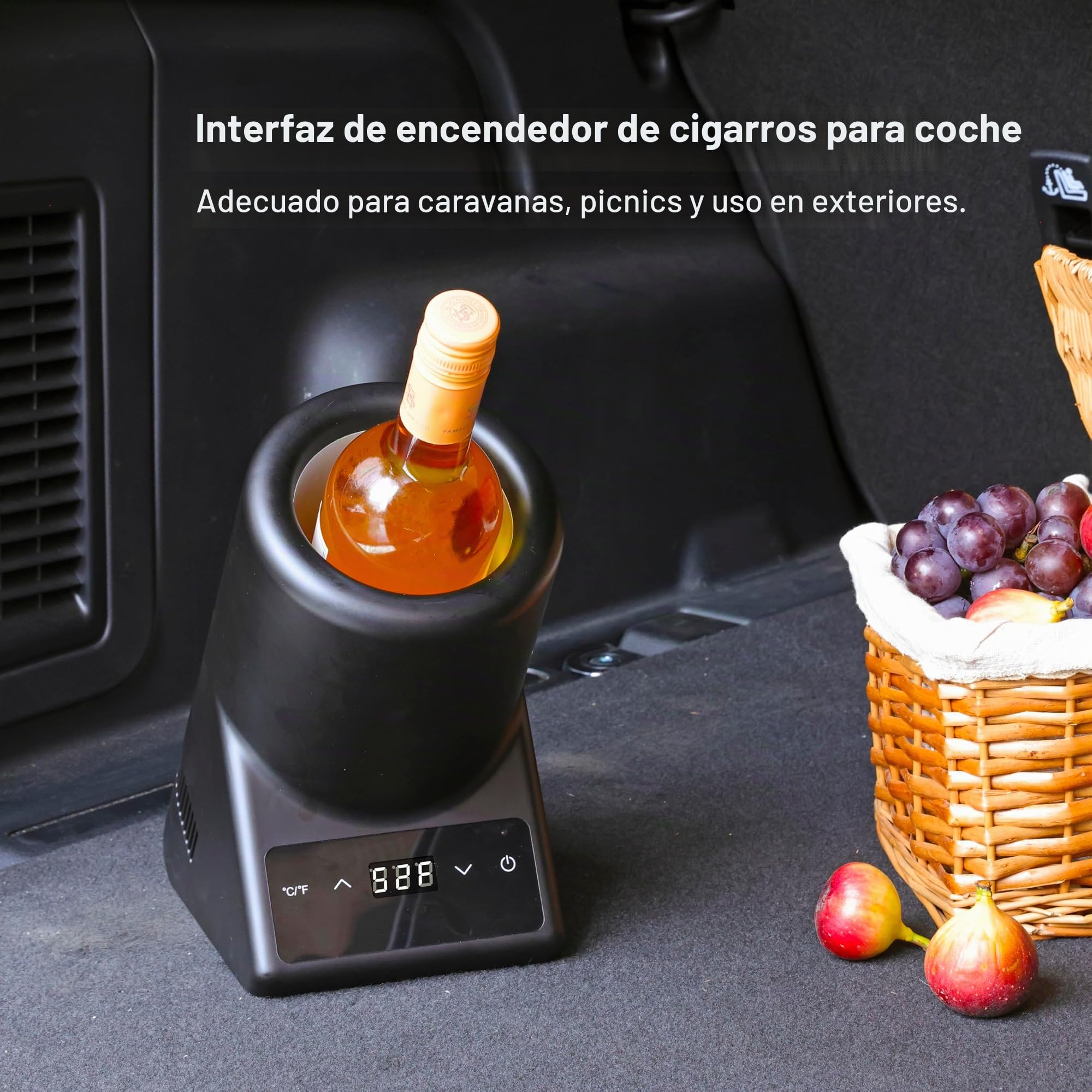 Enfriador de vino eléctrico, enfriador de vino de una sola botella de 750 ml para vino tinto, blanco, champán, bodegas portátiles, enfriador sin hielo para regalo de fiesta