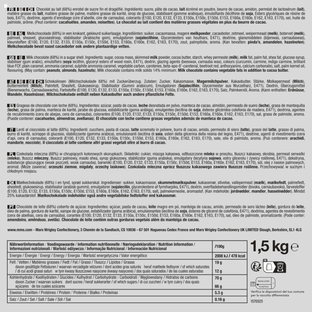 M&M'S COLLECTION Choco - Bonbon Chocolat au Lait Monocouleur - Sachet Vrac 1,5kg Nuage - Parfait pour Mariage, Anniversaire, Baptême, Gender Reveal, Communion, Nouvel An, Noël & DIY