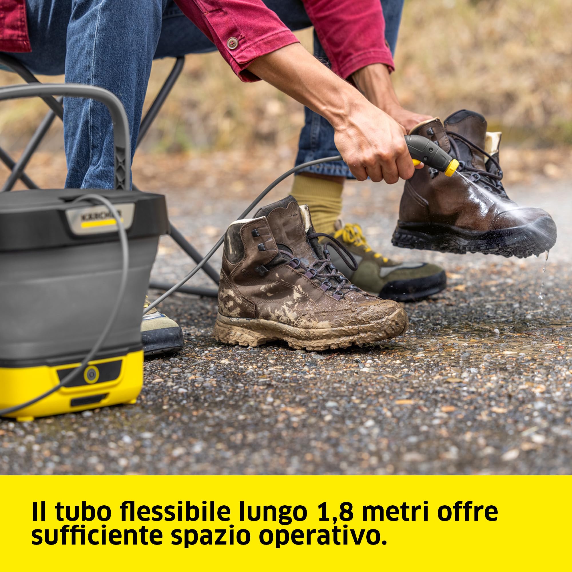 KÄRCHER idropulitrice portatile OC 3 Foldable PJ, pulizia mobile, bassa pressione, batteria agli ioni di litio, serbatoio pieghevole: 8l, tubo: 1,8m, ugello a getto piatto, ugello a getto concentrato