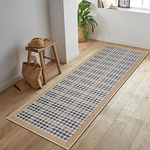 Miniatura 6 de YUHFERA Alfombra tejida a cuadros  Alfombra de pasillo de interior lavable de granja, antideslizante, perfecta para lavandería, entrada, cocina,