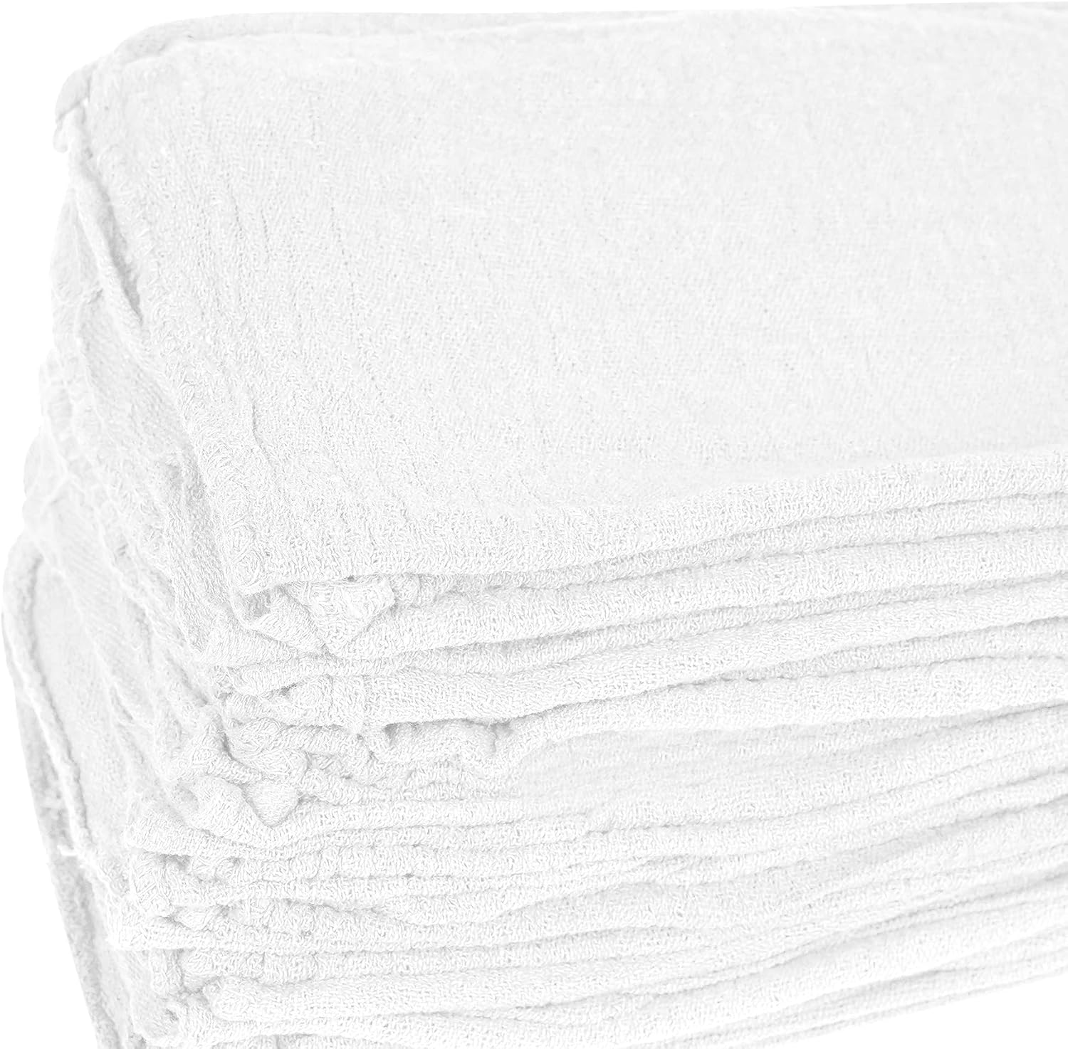 Cotton Shop Rags – (Pack of 150) Size 12x14 Inches Cleaning Rags – Absorbent Shop Towels and Multipurpose Cleaning Towels for Automobiles, Industries, Garage and Homes (White)