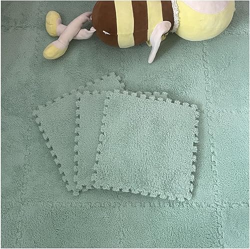 Miniatura 10 de 9121516 piezas de azulejos de espuma entrelazados, alfombra de área de felpa suave y esponjosa, alfombra de juego para gatear, para dormitorio, 12 x